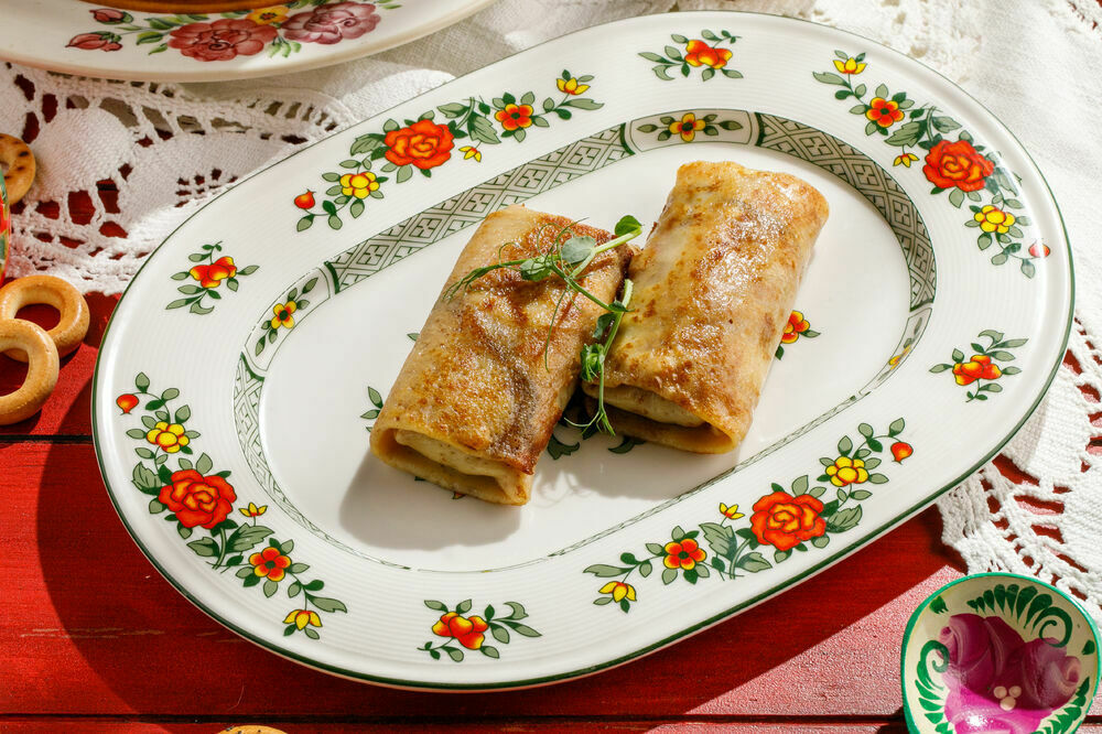 Pancakes with potatoes and bacon