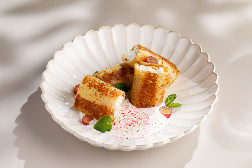 Блины с творогом и яблоком 