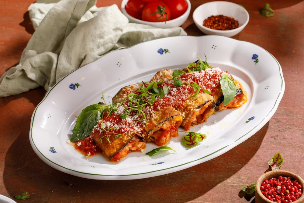 Eggplant with smoked Suluguni