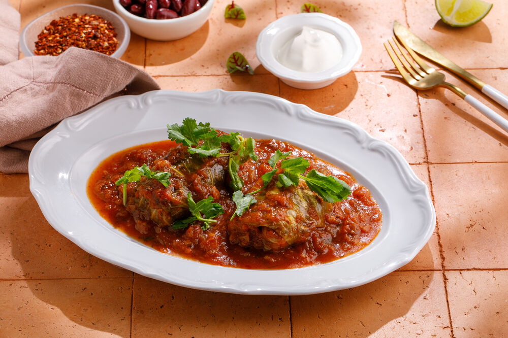 Cabbage rolls with beans and vegetables