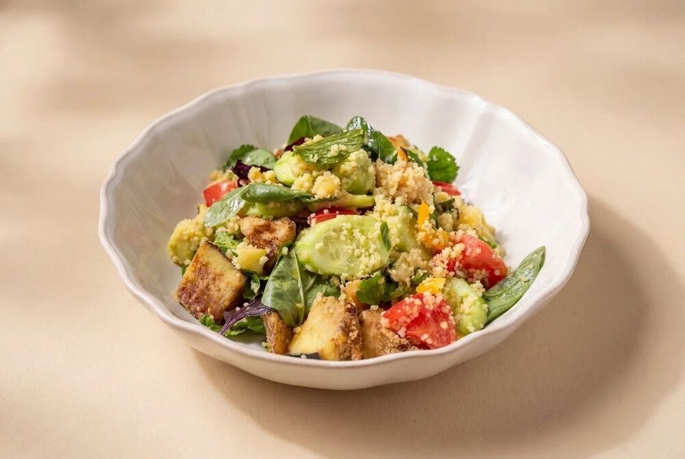 Постный салат с хрустящими баклажанами