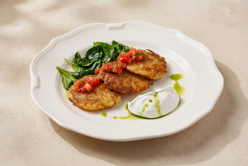 Картофельные драники с томатной сальсой