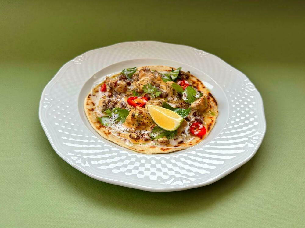 Roti with chicken curry