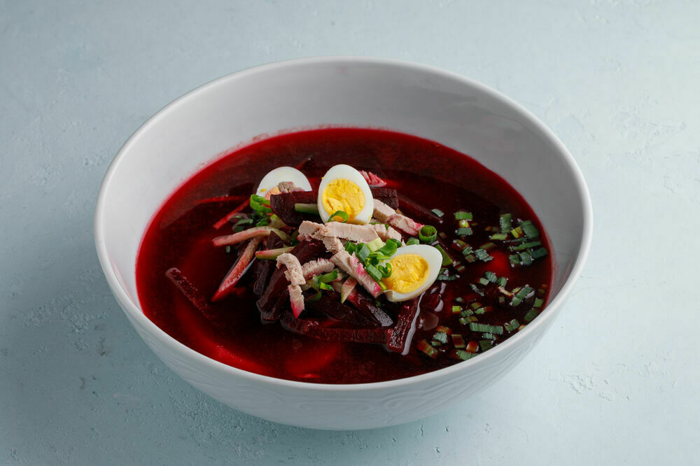 Beetroot soup with veal