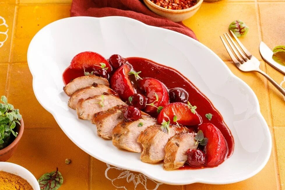 Duck breast with plums