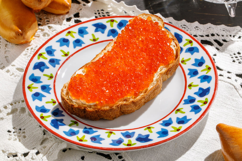 Sandwich with red caviar