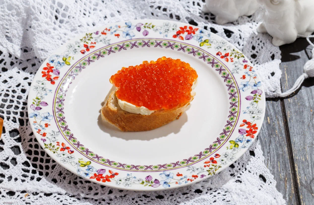 Sandwich with red caviar
