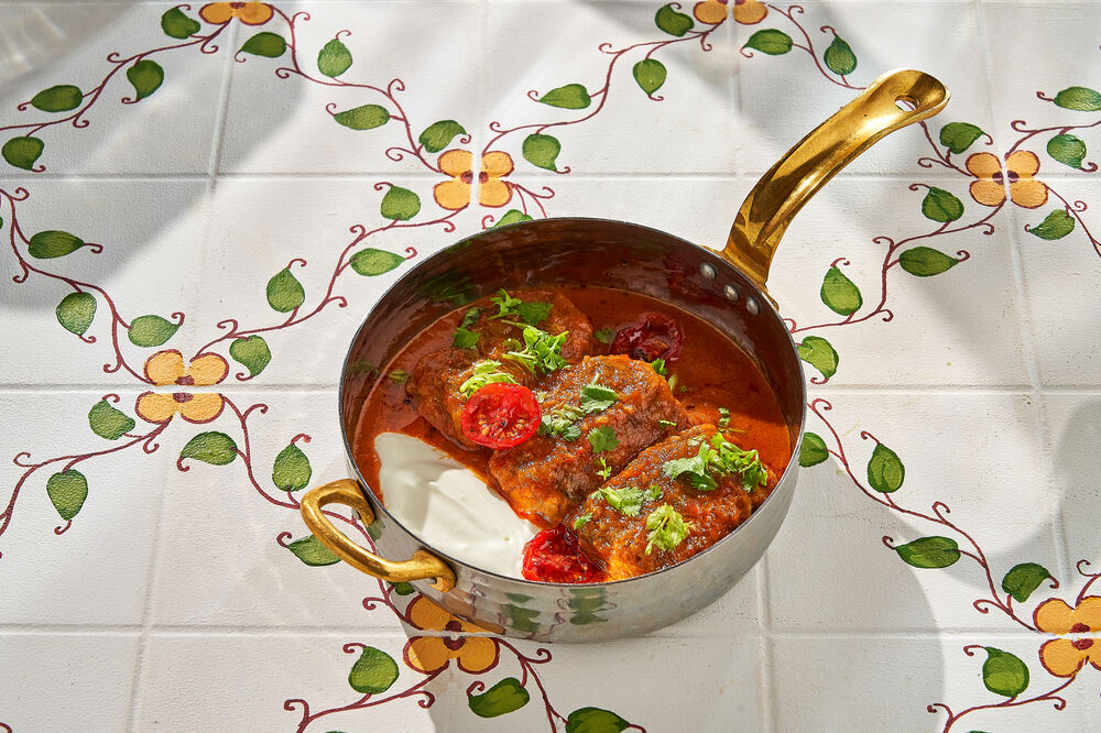 Homemade cabbage rolls with chicken
