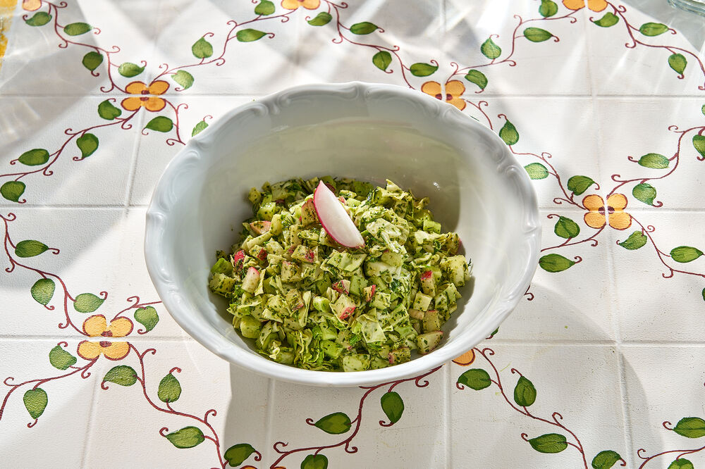 Salad with young cabbage and radish