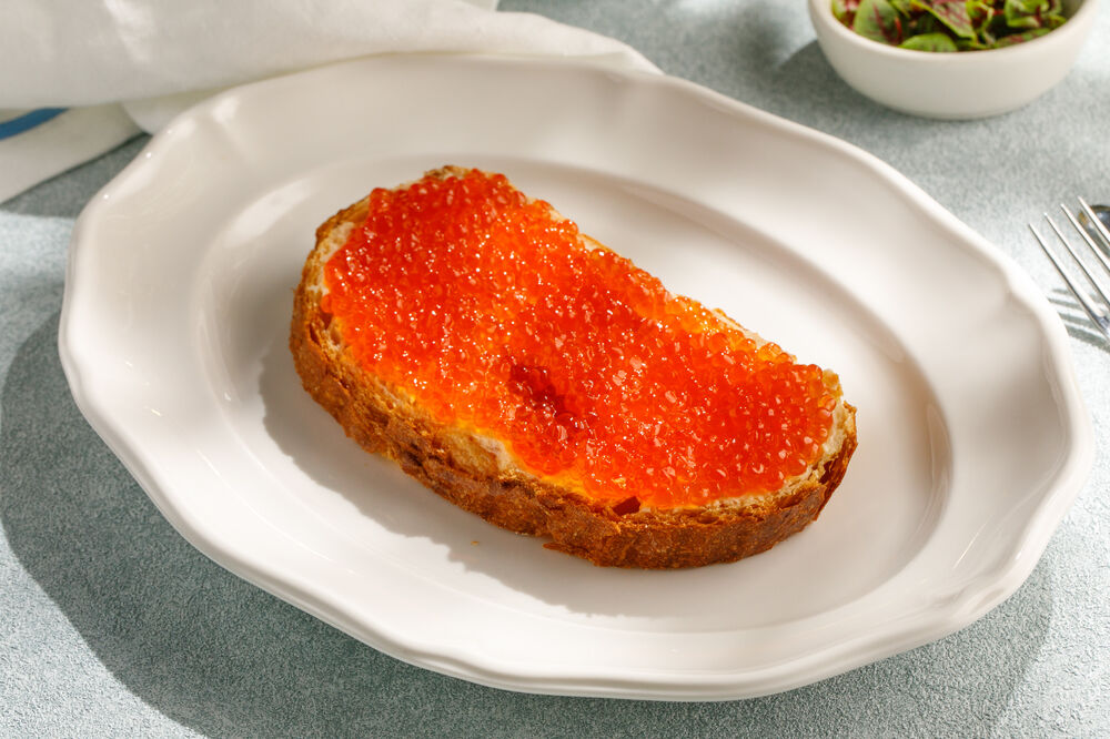 Sandwich with red caviar