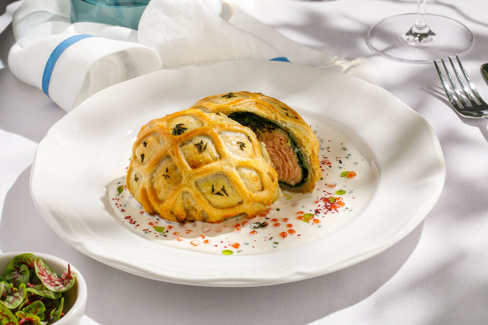 Salmon Pie with Caviar Sauce