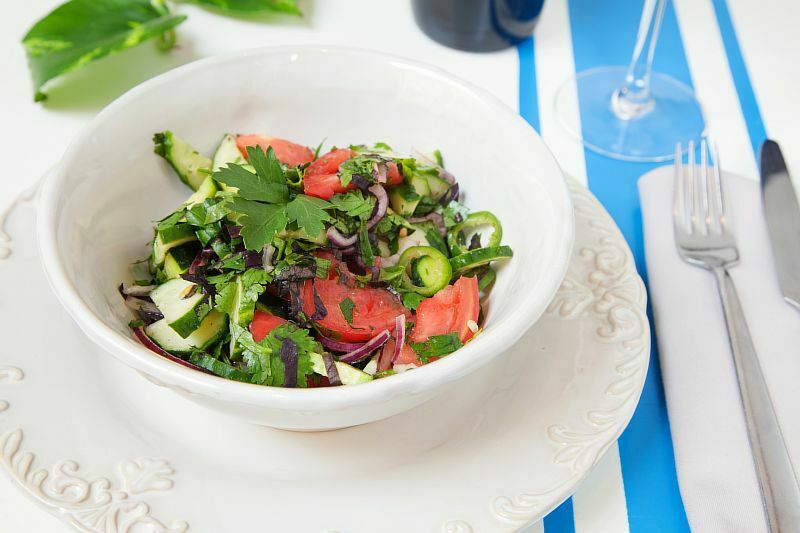 Georgian style vegetable salad with spices