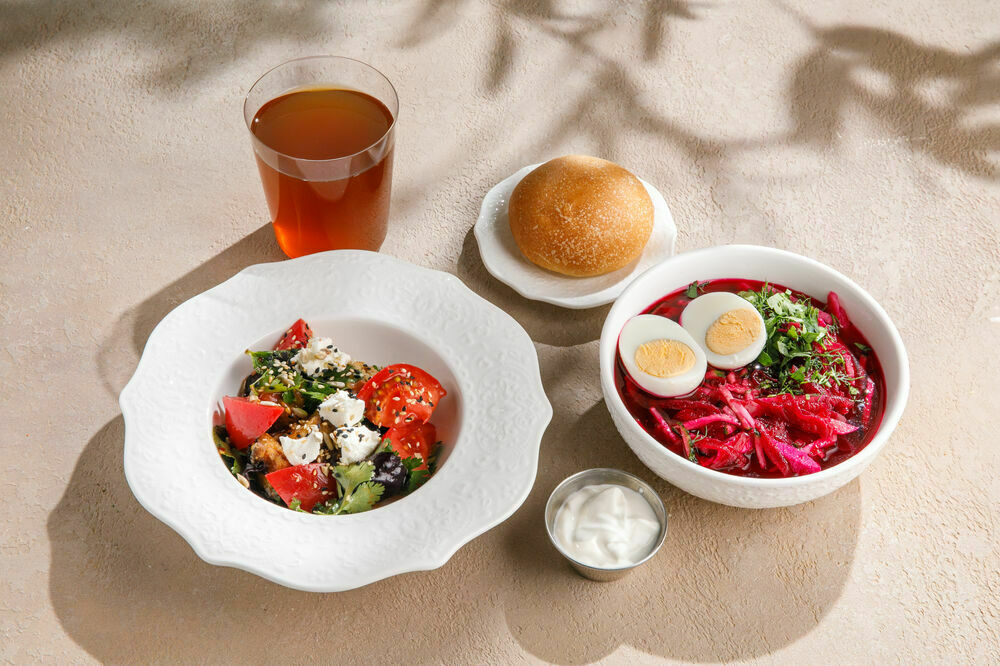 Lunch salad and soup of your choice