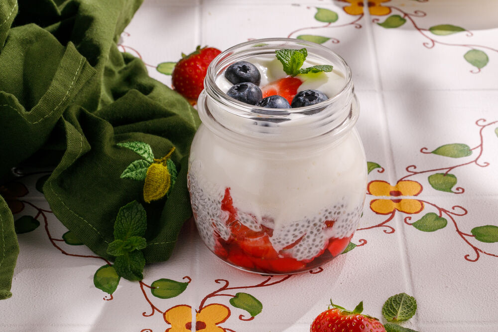Homemade yogurt with strawberries