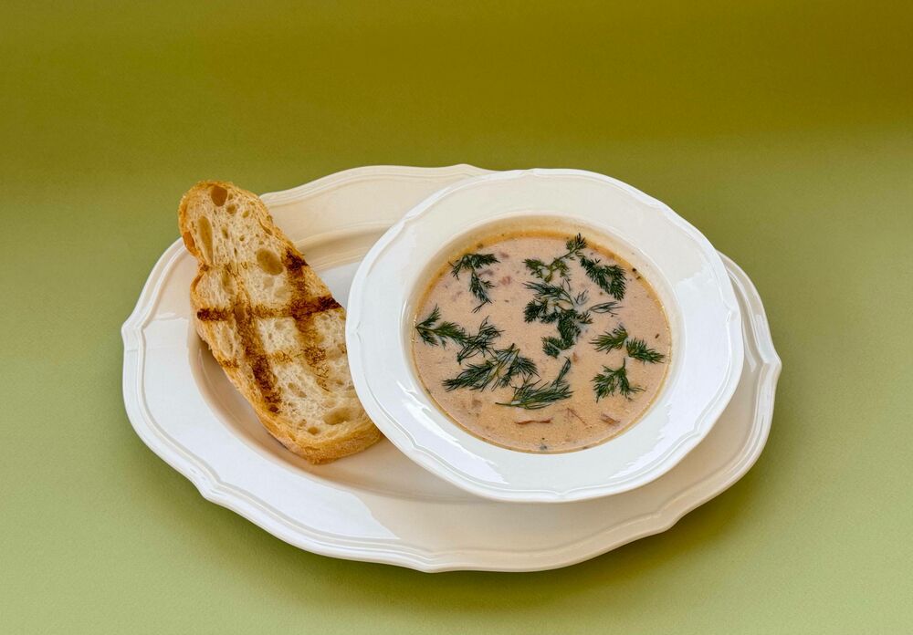 Сырный суп с лисичками