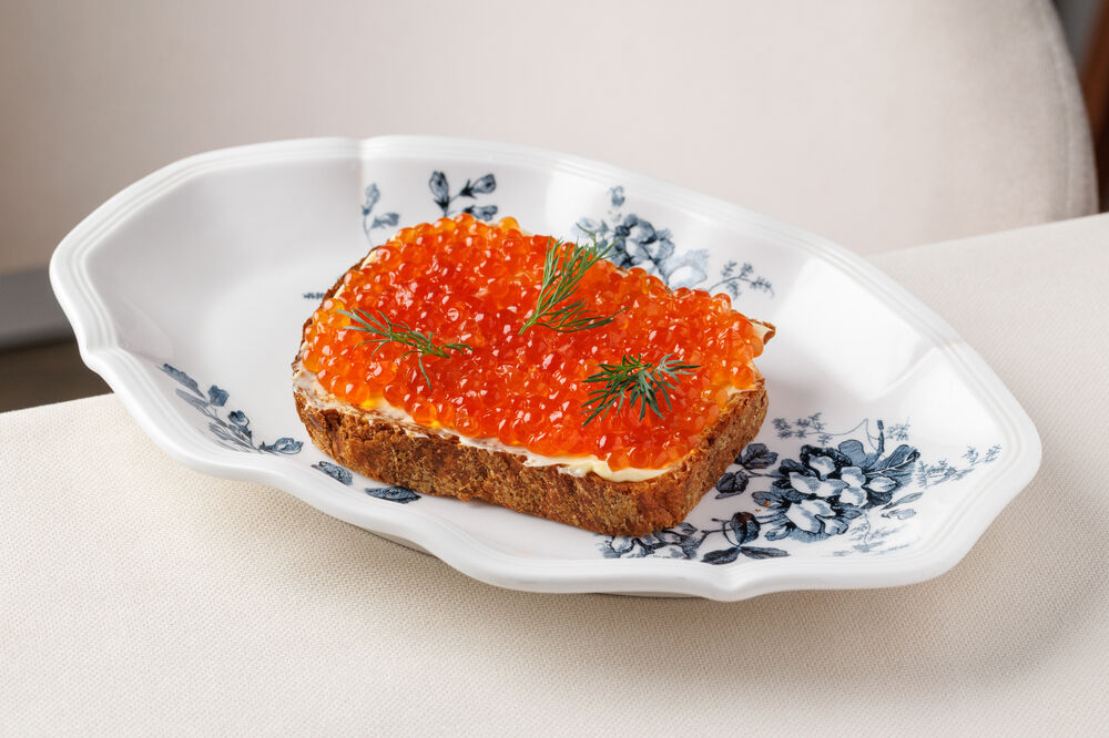 Sandwich with red caviar
