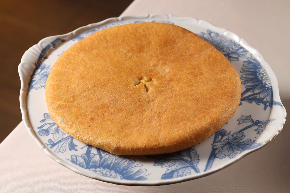 Potato, mushroom and onion pie