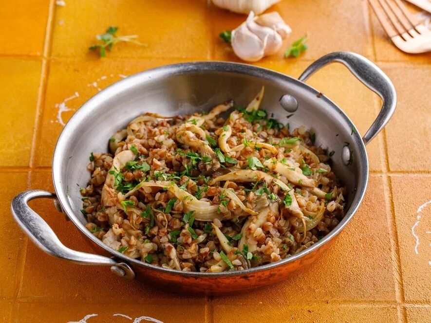 Греча с грибами