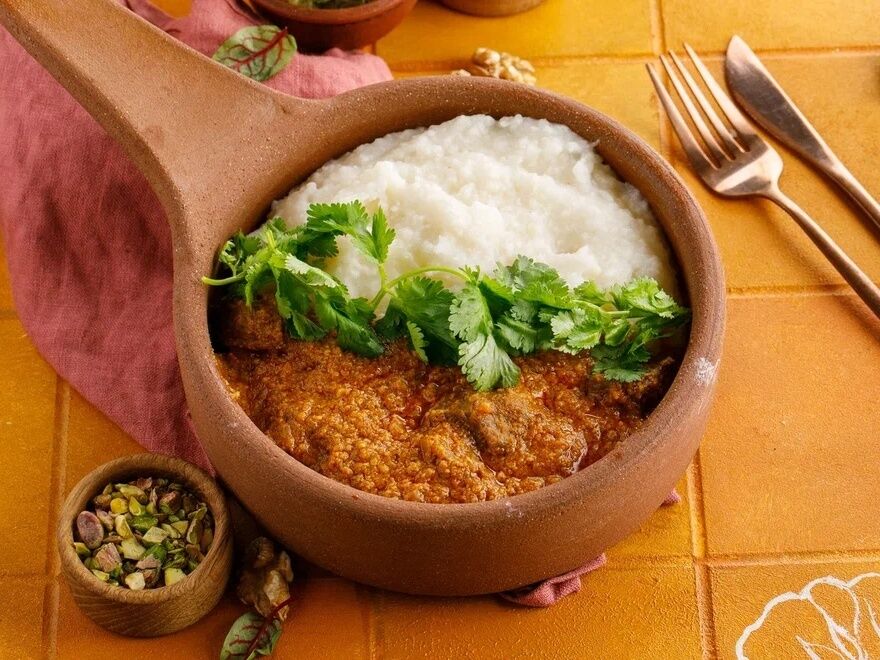 Megrelian kharcho with hominy