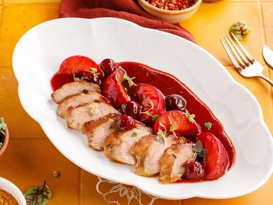 Duck breast with plums