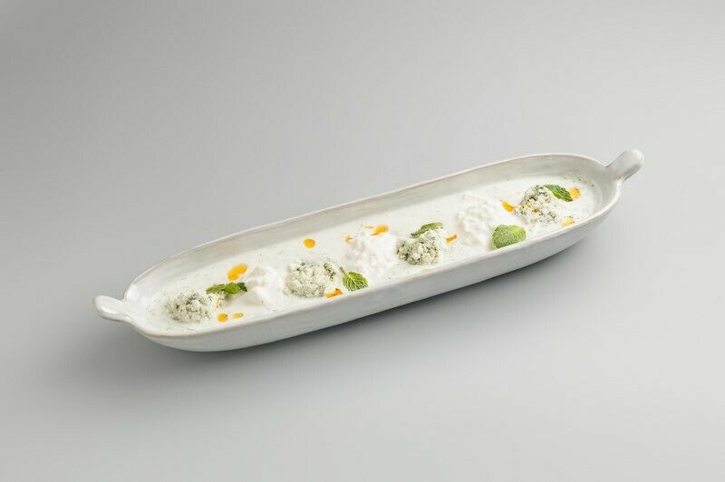 Буррата и надуги с мятным соусом гебжалия