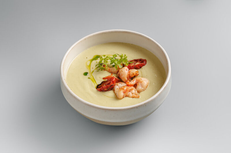 Creamy Leek Soup with Shrimp