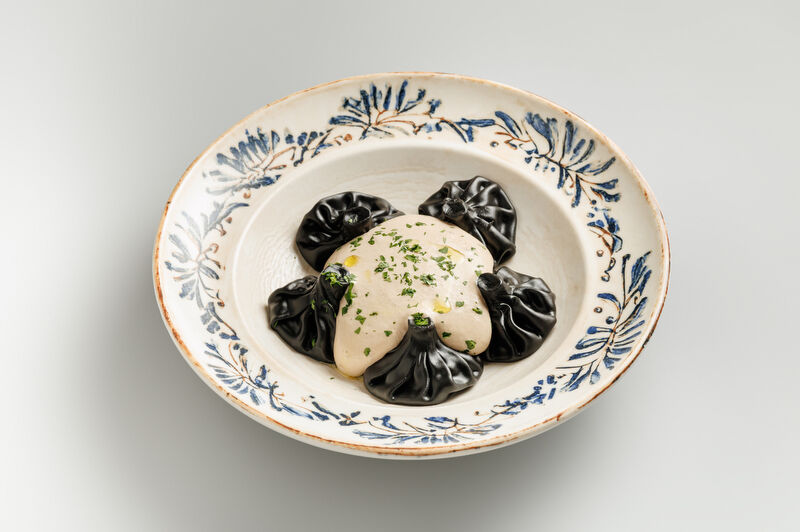 Mini Khinkali with Seafood in Morel Sauce