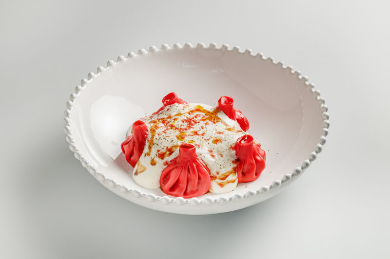 Mini Khinkali with Cheek and Parmesan Mousse