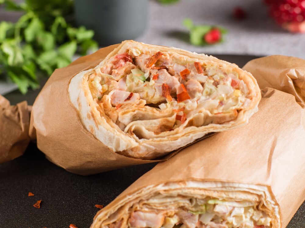 Shawarma with sauce Satsebeli