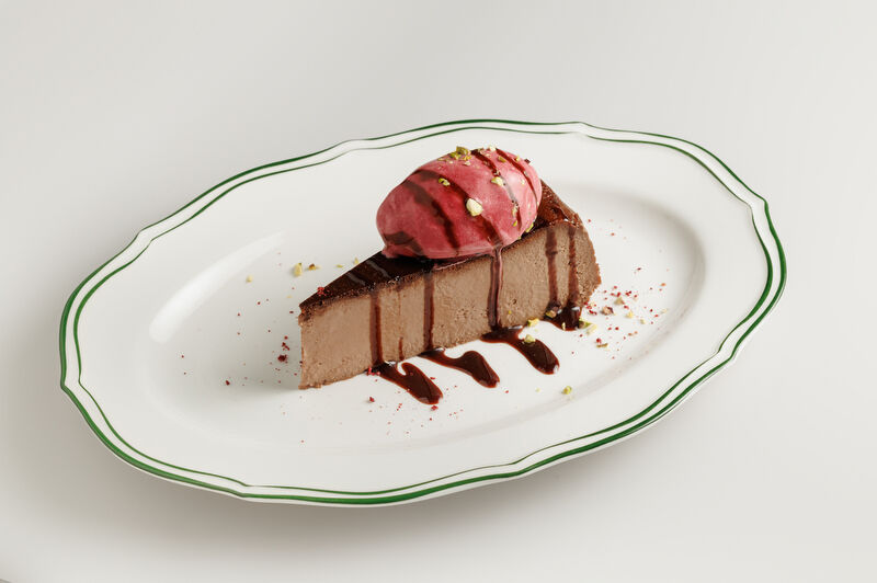 Chocolate dessert with pomegranate sorbet