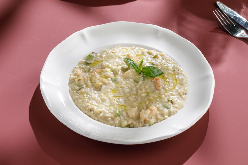 Risotto with zucchini and shrimp