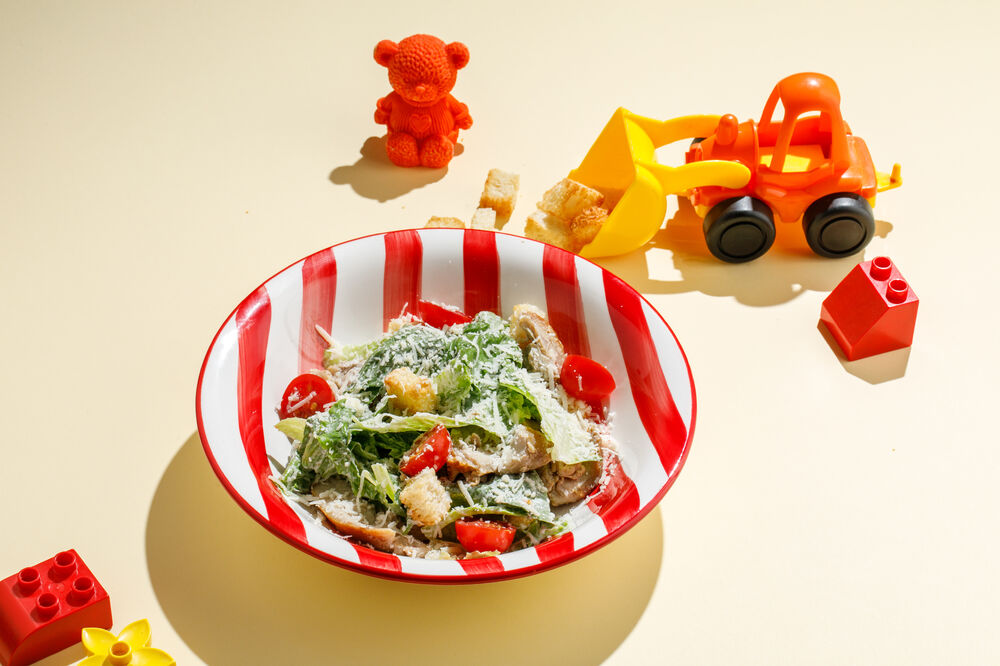 Young Caesar Salad with Chicken