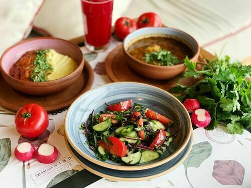 Salad + soup + hot dish