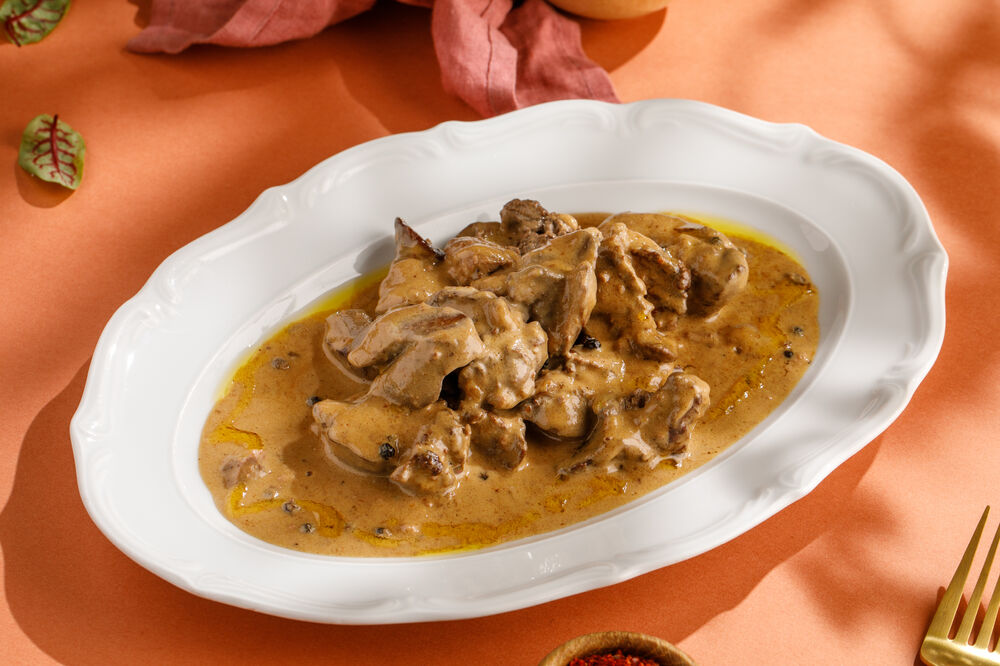 Chicken liver with pepper sauce