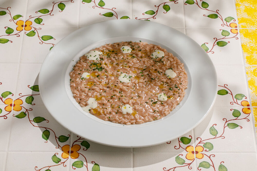 Ризотто Амаруно с муссом из горгонзолы