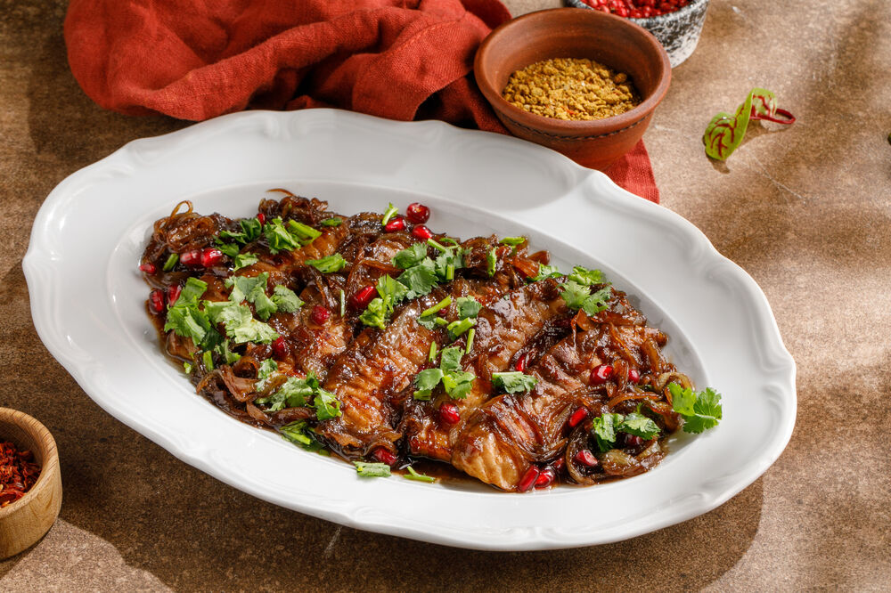Sturgeon in pomegranate sauce