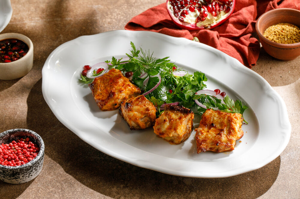 Sturgeon shish kebab