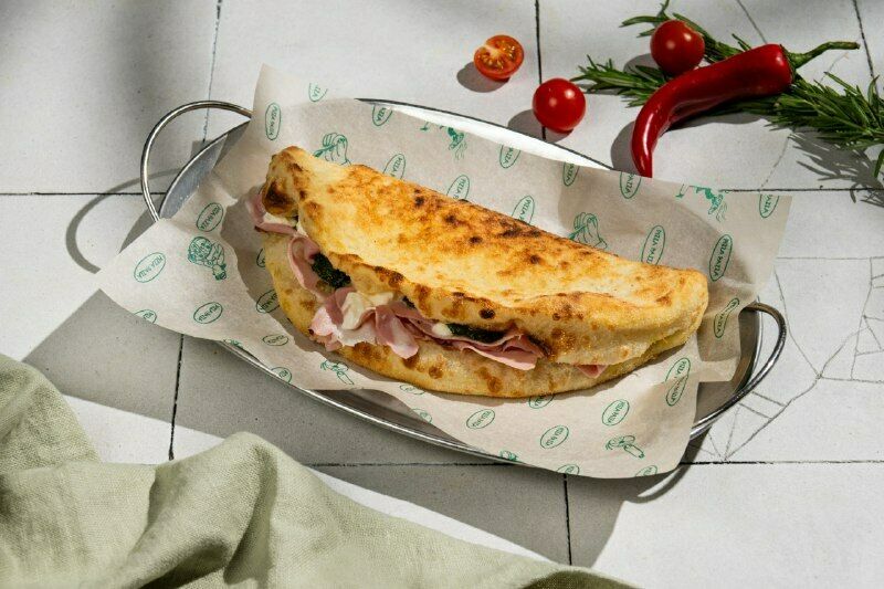 Panini with mortadella and 3 types of cheese