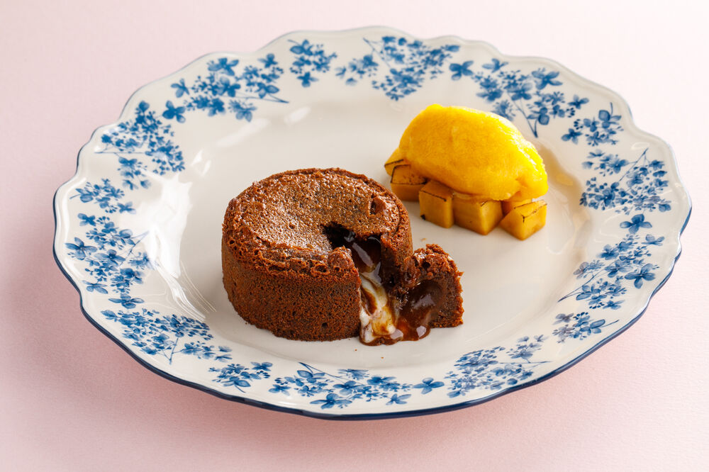 Kulan with coconut sauce and mango sorbet