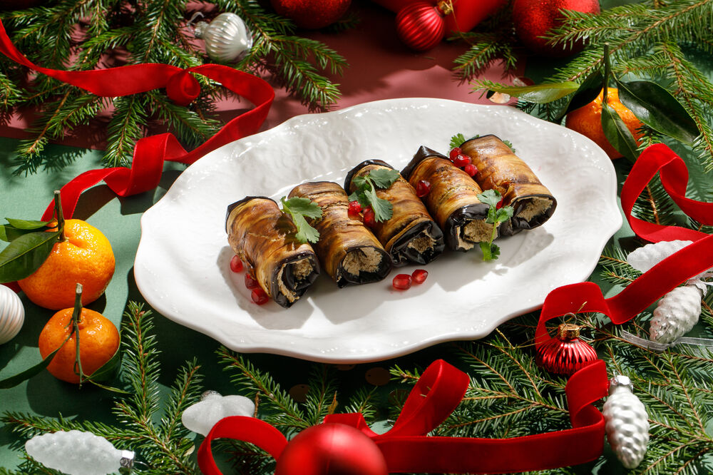 Georgian style eggplant rolls