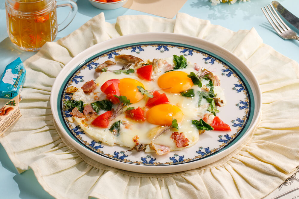 Bacon and mushroom omelette