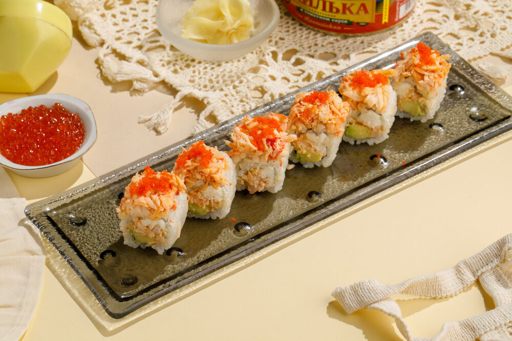 Ролл с крабом и креветкой 