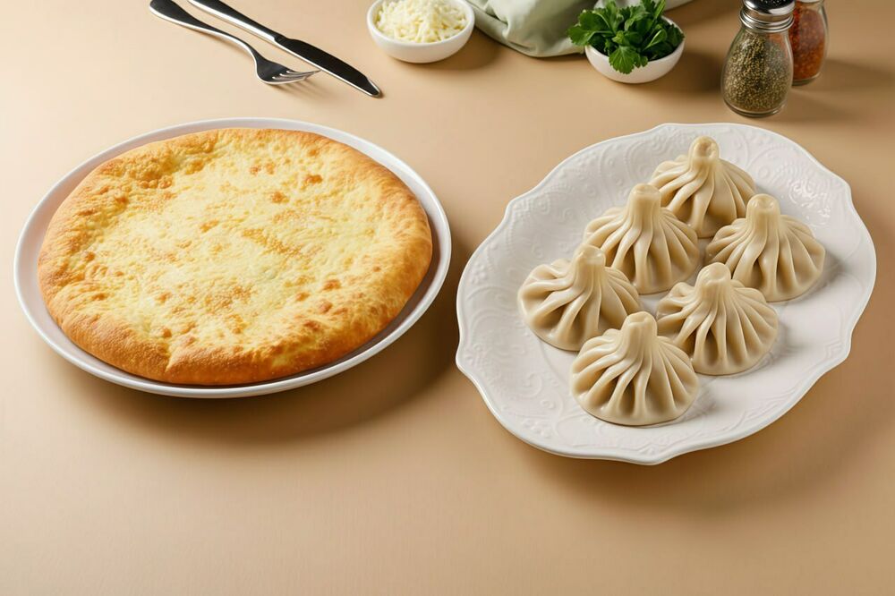 Combo of 6 khinkali and Imeretian khachapuri