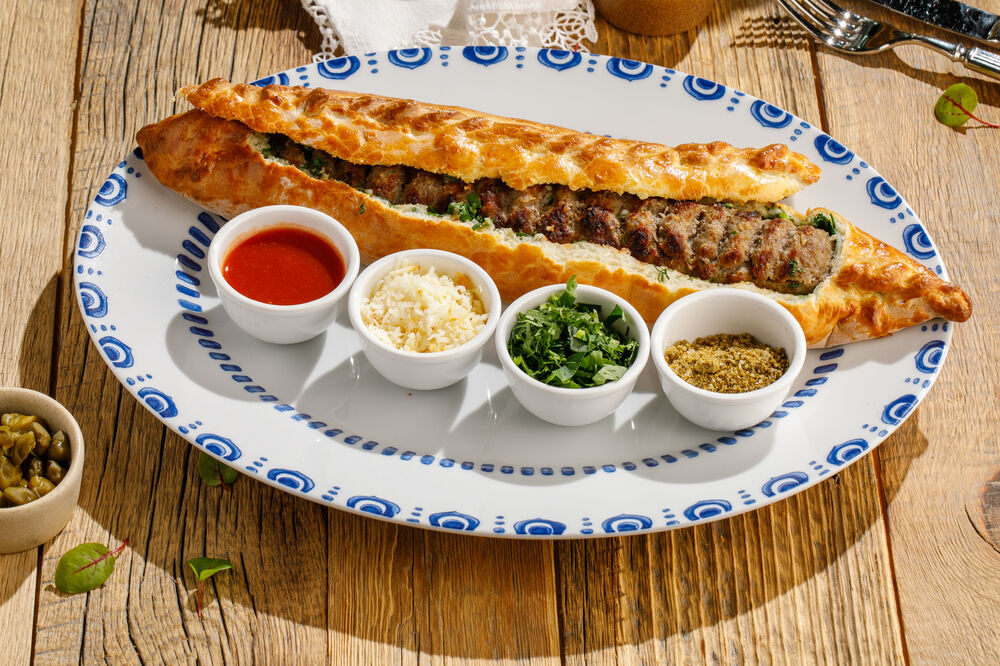 Chicken kebab with herbs and cheese