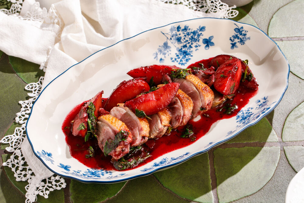 Duck with plum sauce