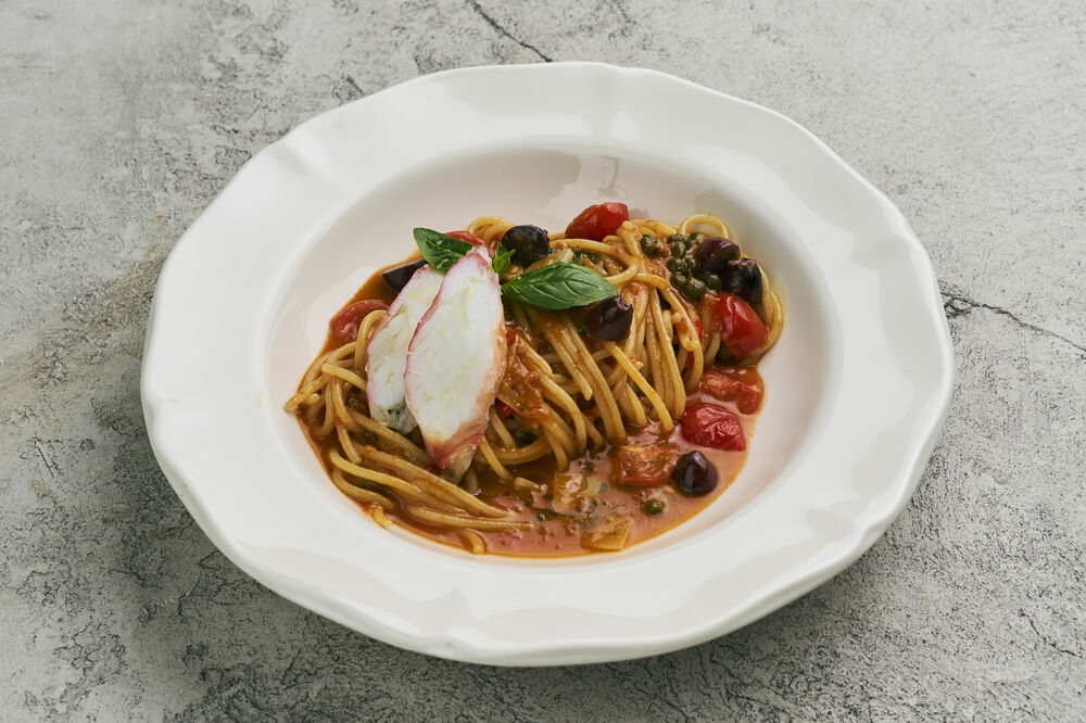 Спагетти путанеска с крабом