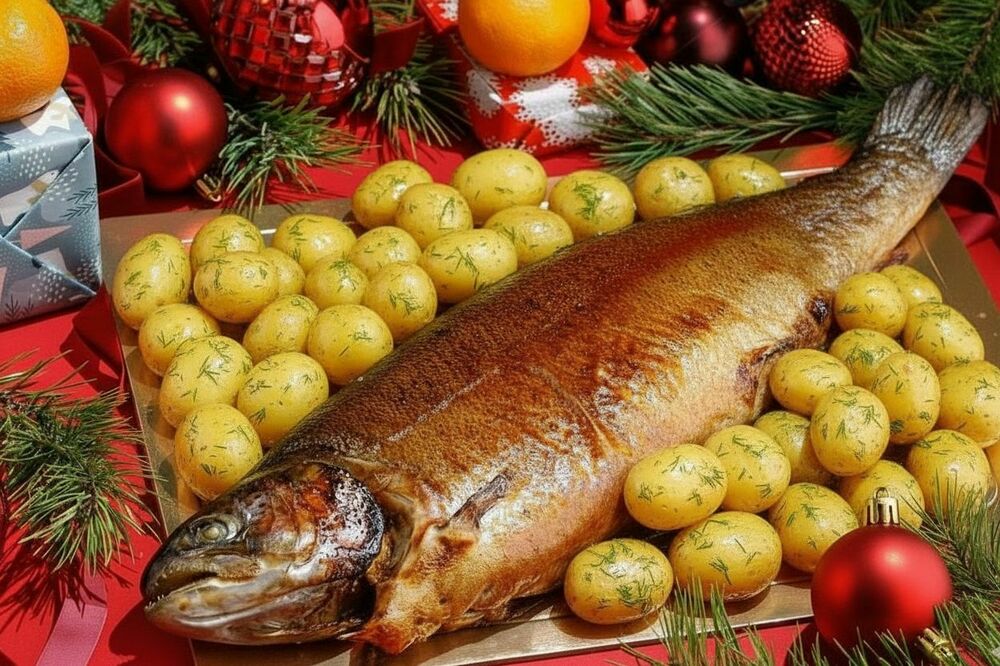 Лосось целиком с картофелем 4 кг