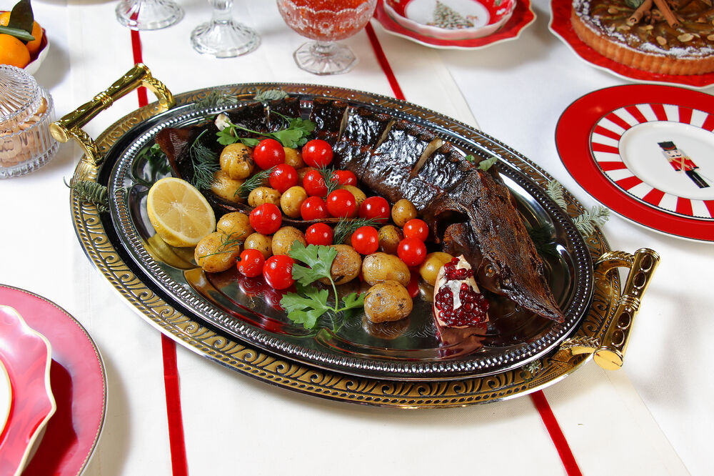 Sterlet stuffed with walleye and trout