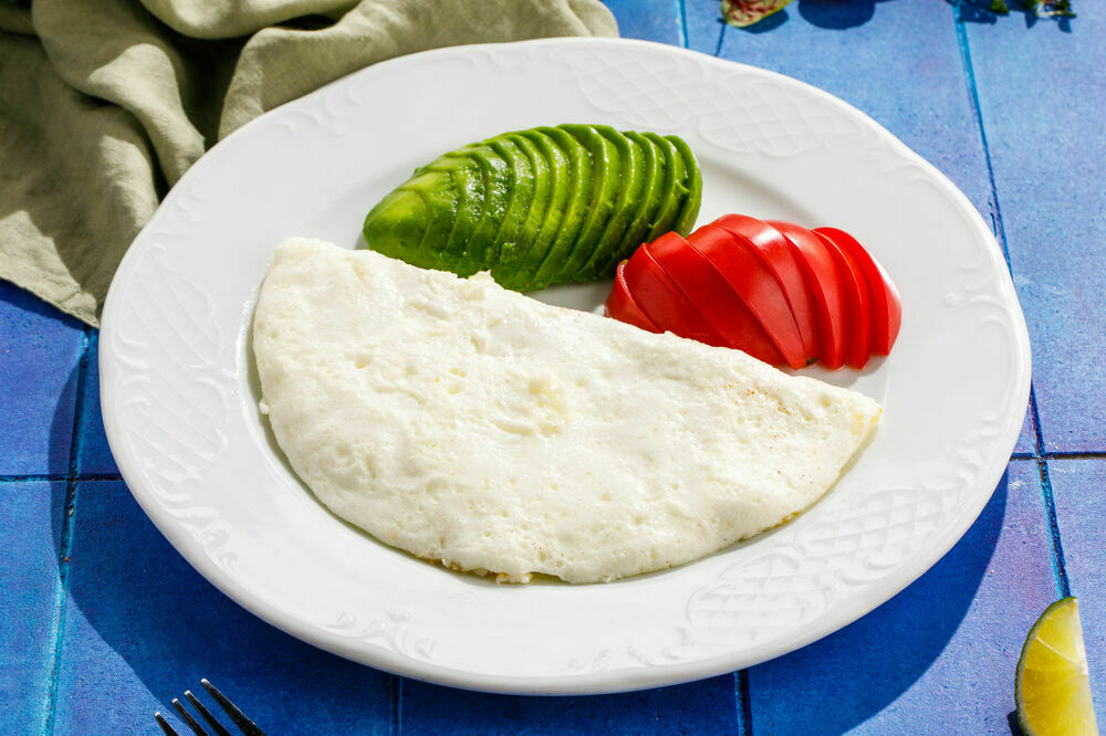 Protein omelette with avocado and tomatoes