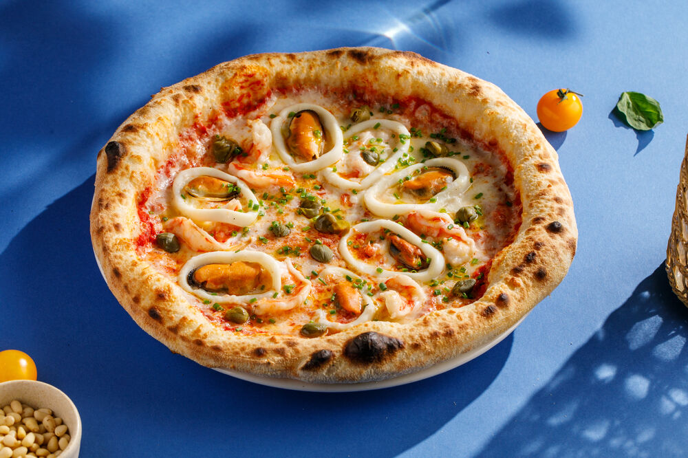 Seafood pizza